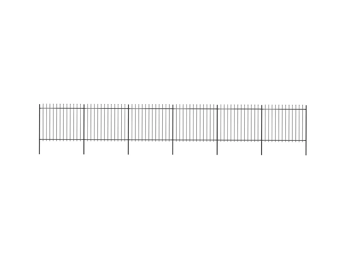 Clôture de jardin avec dessus en lance Acier 10,2 x 1,5 m Noir
