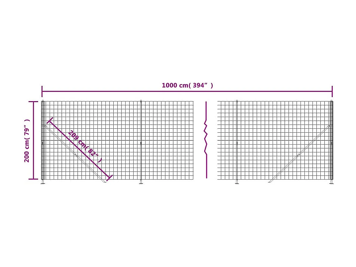 Clôture en treillis métallique avec bride anthracite 2x10 m