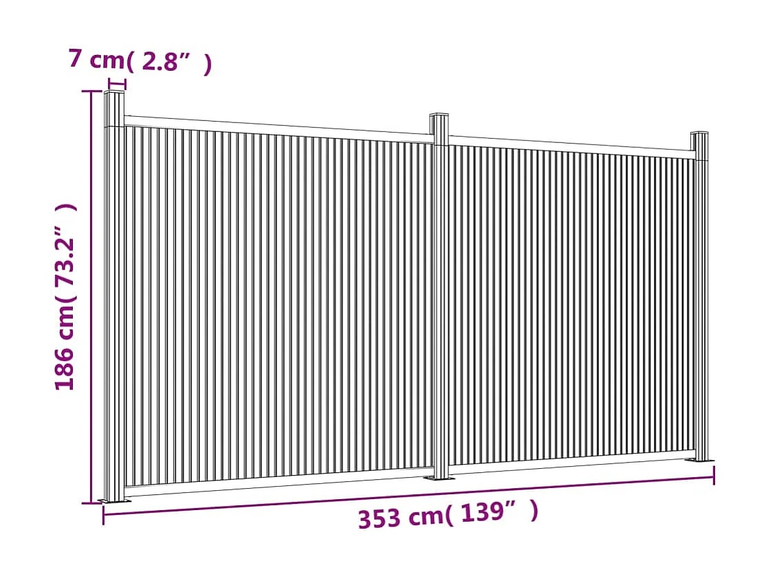 Panneau de clôture marron 353x186 WPC