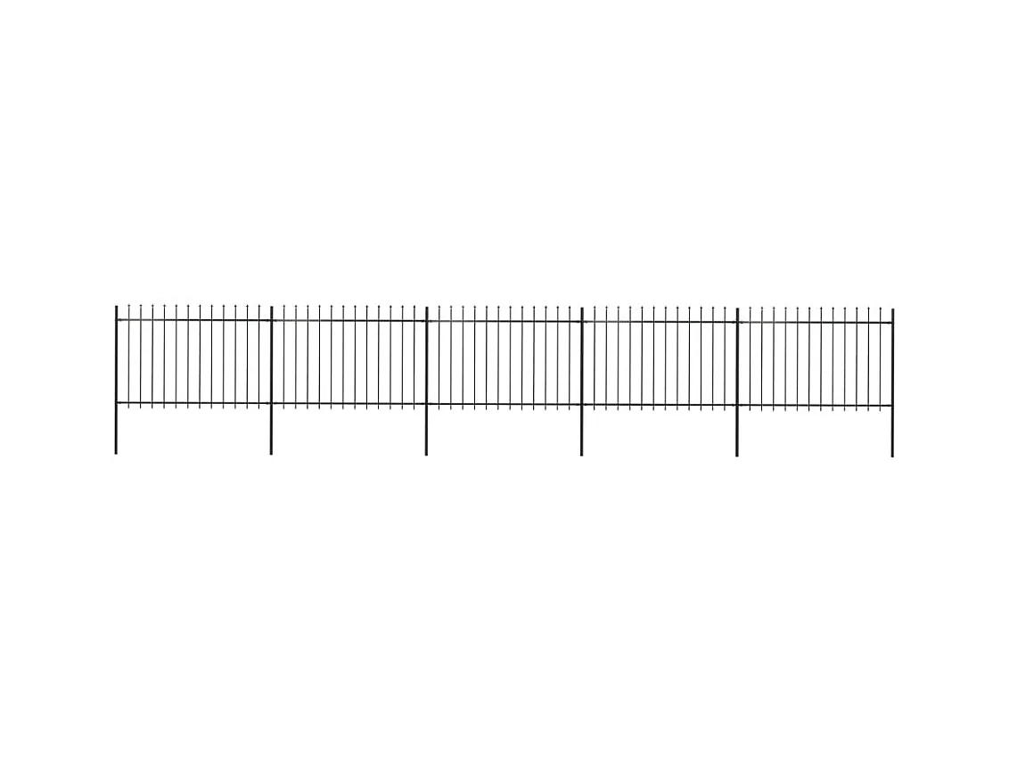Clôture de jardin avec dessus en lance Acier 8,5 x 1,2 m Noir