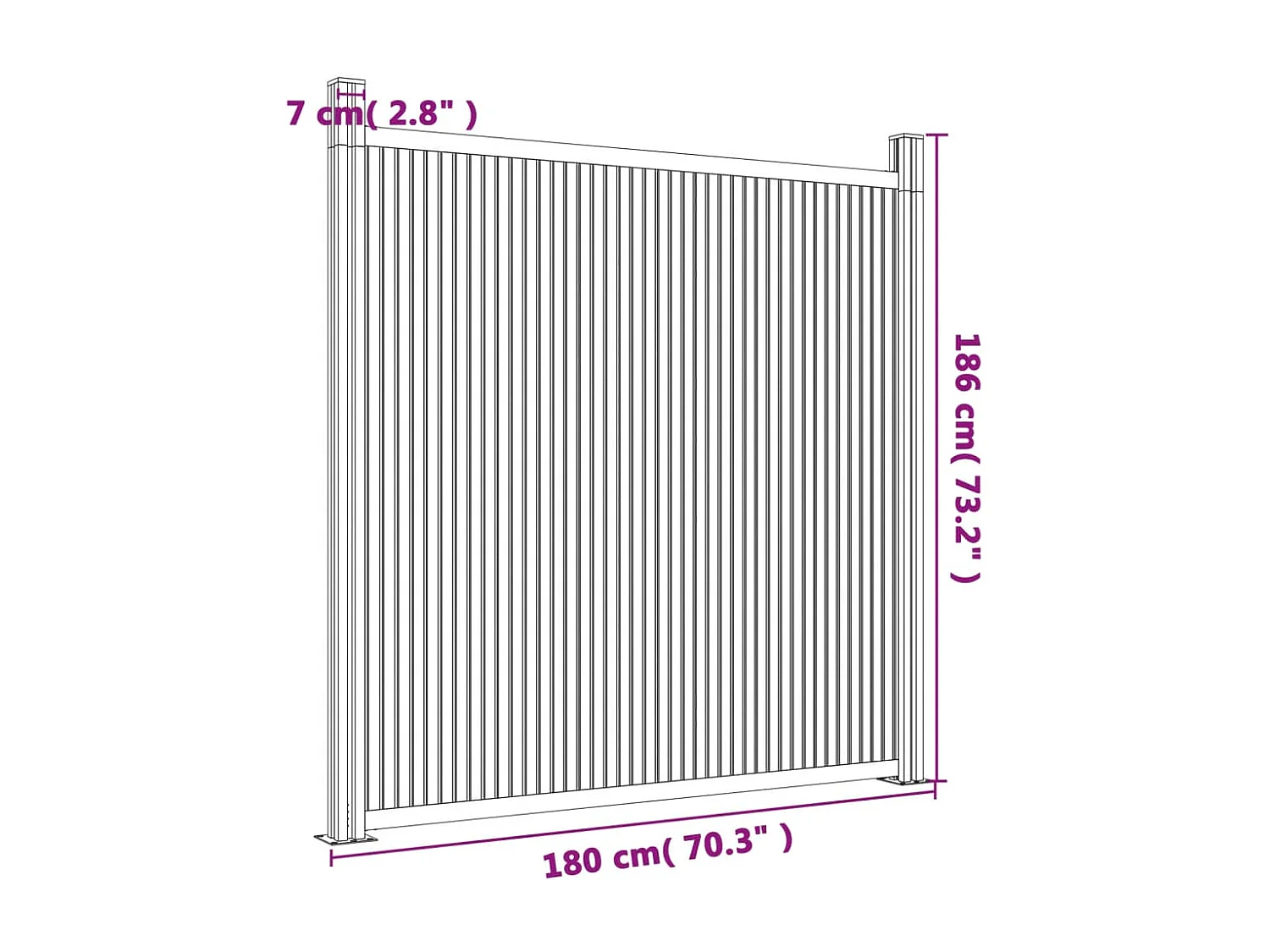 Panneau de clôture avec 2 poteaux gris 180x186 WPC