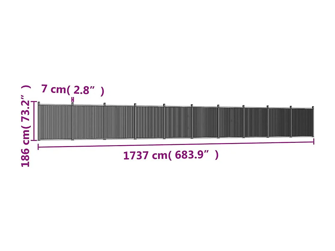 Panneau de clôture marron 1737x186 WPC