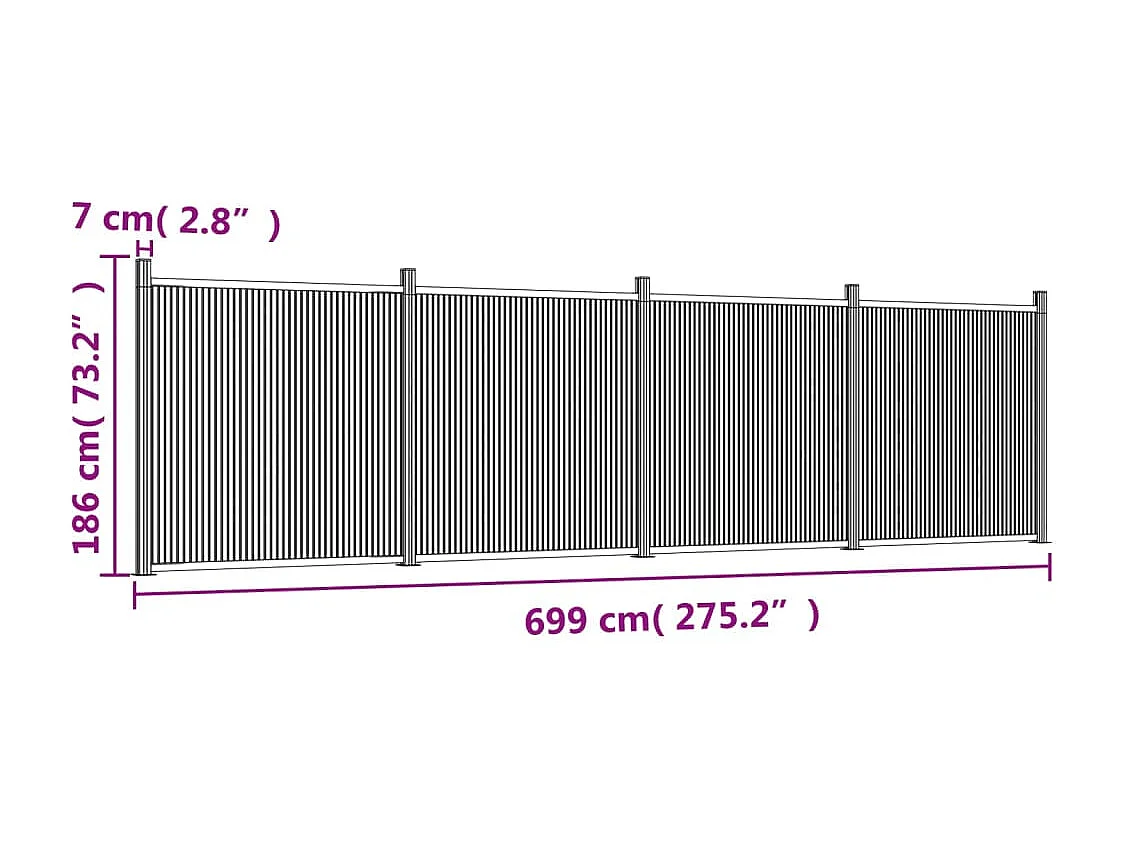 Panneau de clôture marron 699x186 WPC