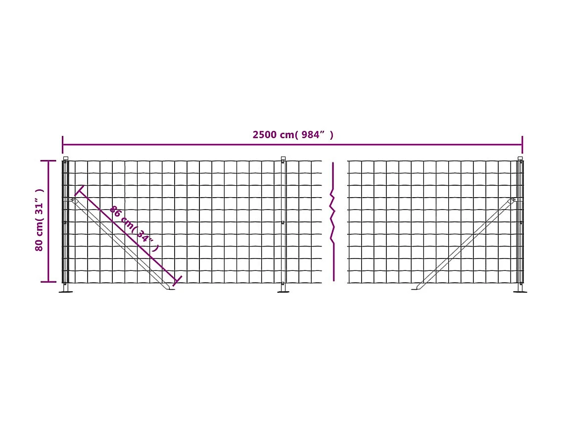 Clôture en treillis métallique avec bride vert 0,8x25 m