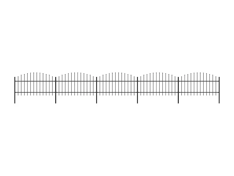 Clôture de jardin à dessus en lance Acier (1-1,25)x8,5 m Noir