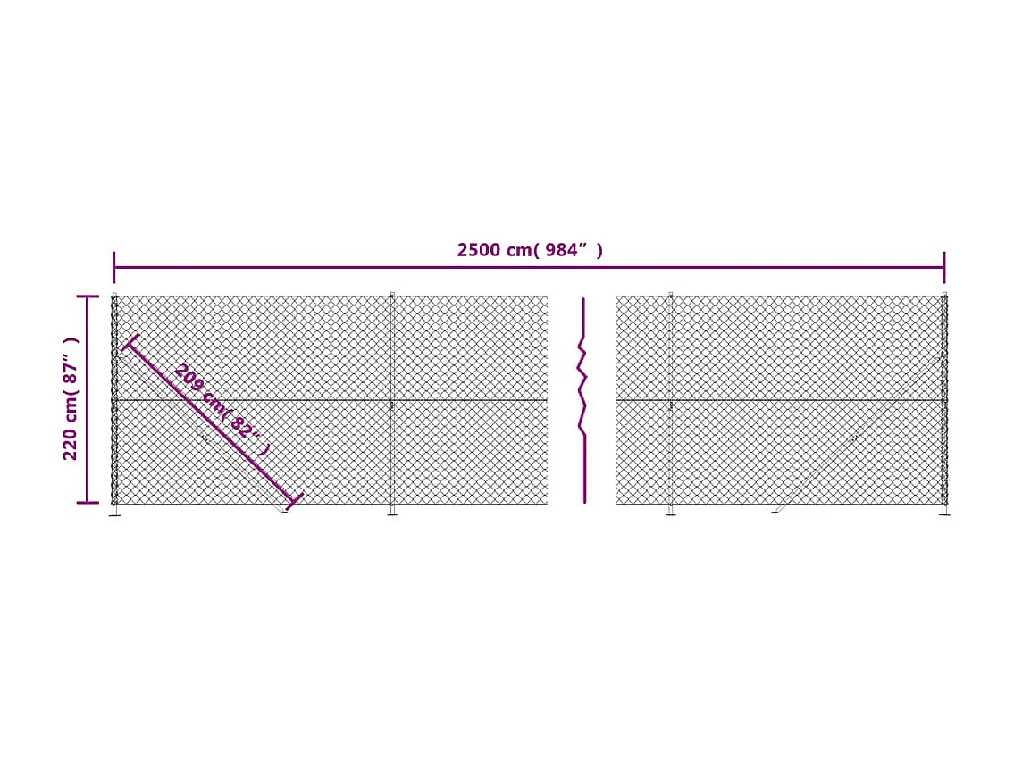 Clôture à mailles losangées avec bride vert 2,2x25 m