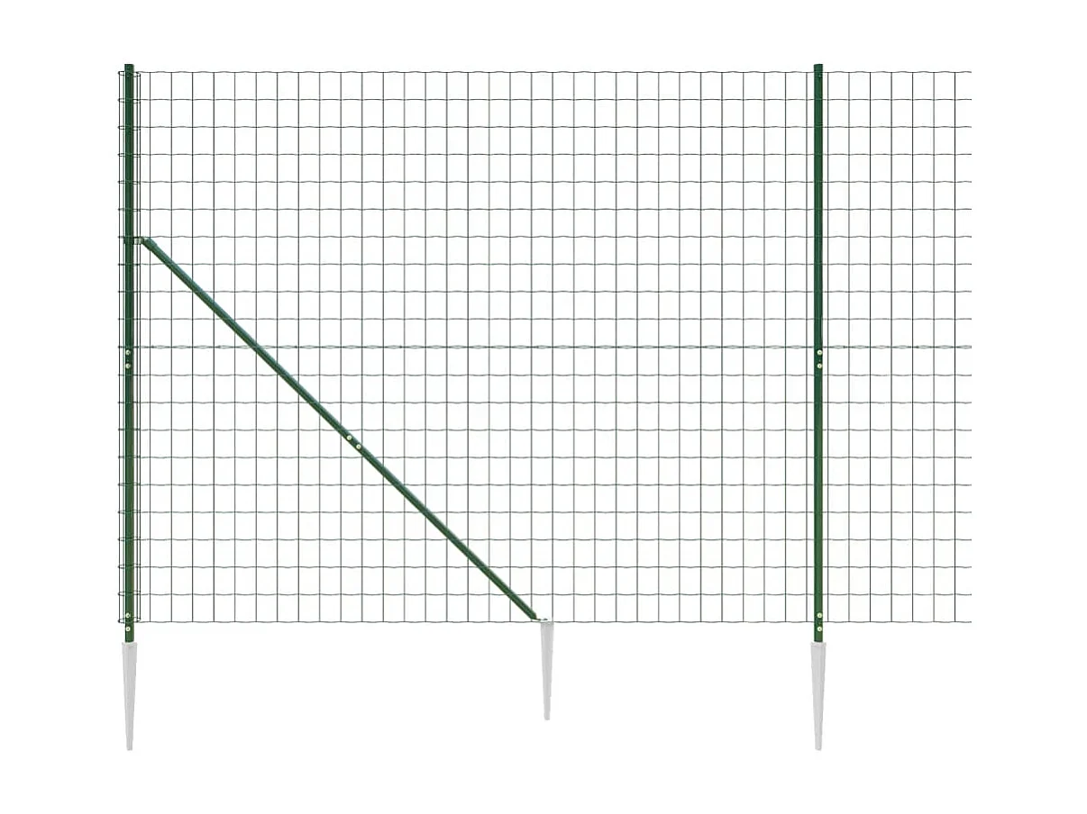 Clôture en treillis métallique et piquet d'ancrage vert 1,6x25m