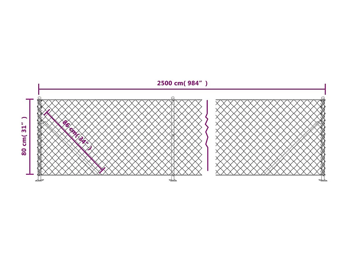 Clôture à mailles losangées avec bride anthracite 0,8x25 m