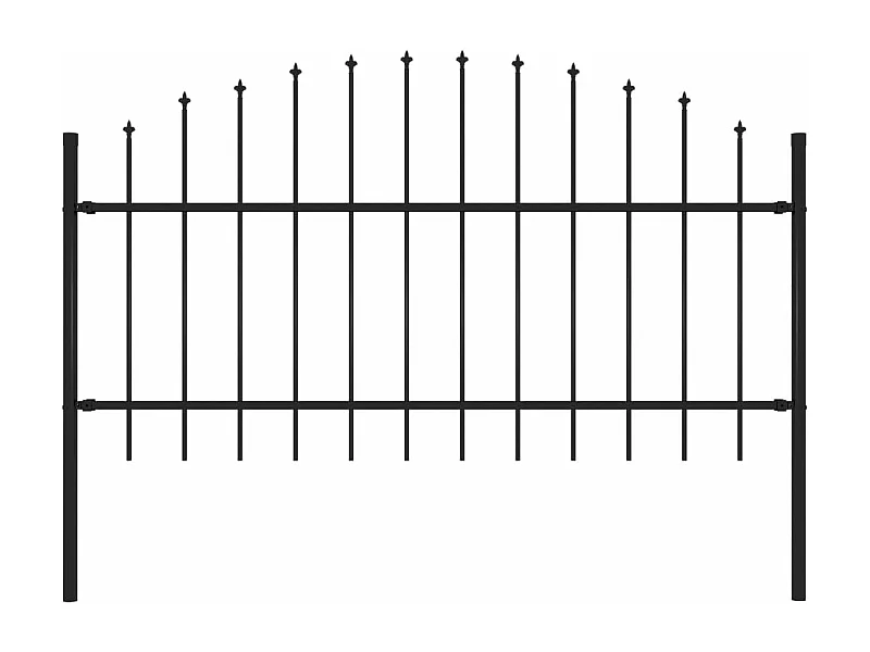 Clôture de jardin à dessus en lance Acier (1-1,25)x1,7 m Noir