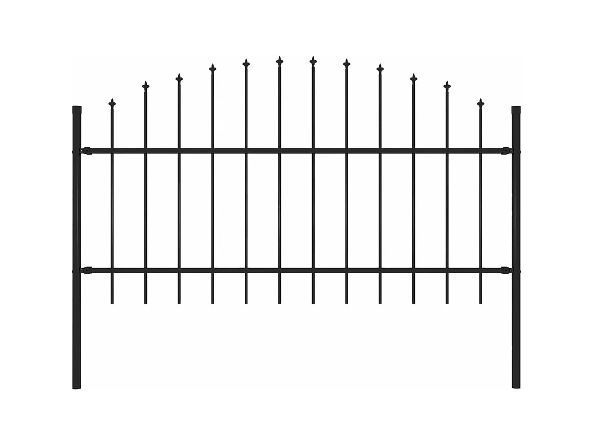 Clôture de jardin à dessus en lance Acier (1-1,25)x1,7 m Noir