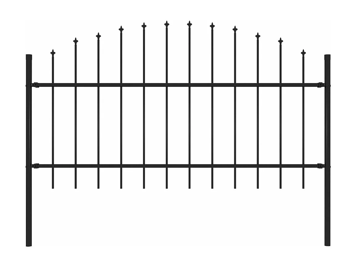 Clôture de jardin à dessus en lance Acier (1-1,25)x1,7 m Noir