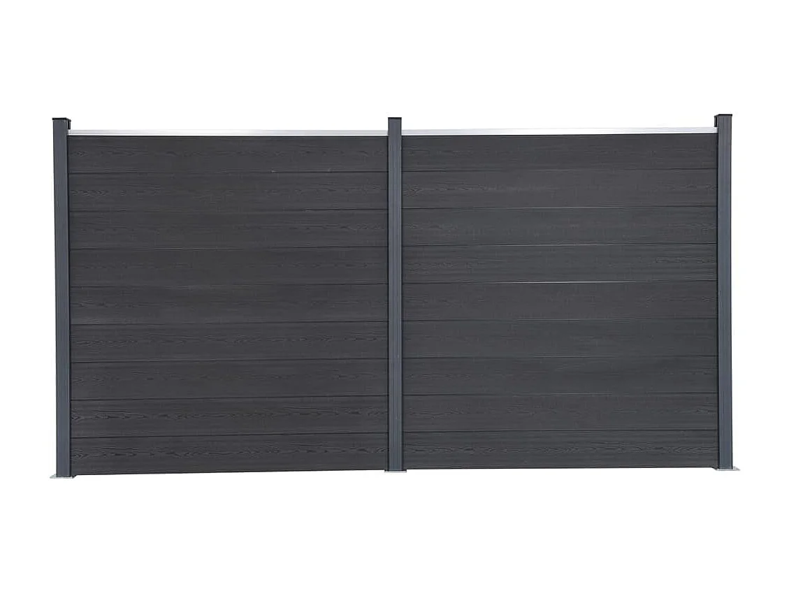 Juego de paneles de valla WPC gris 353x186 cm