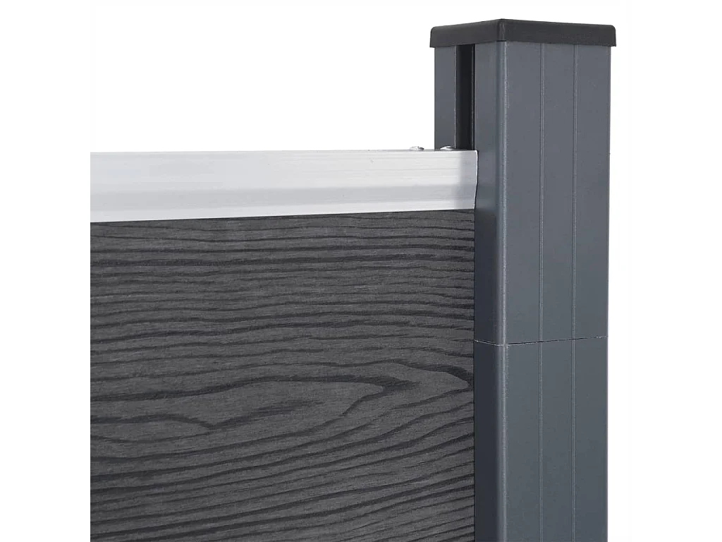 Juego de paneles de valla WPC gris 353x186 cm