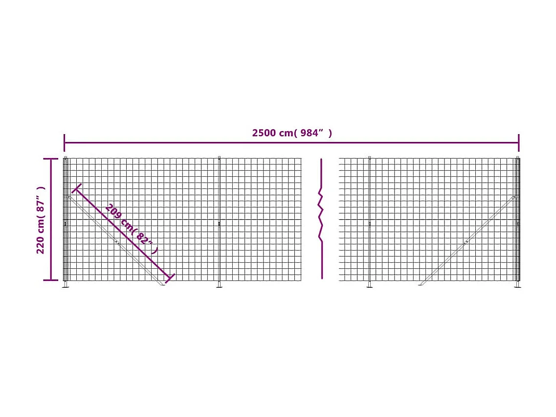 Clôture en treillis métallique avec bride vert 2,2x25 m
