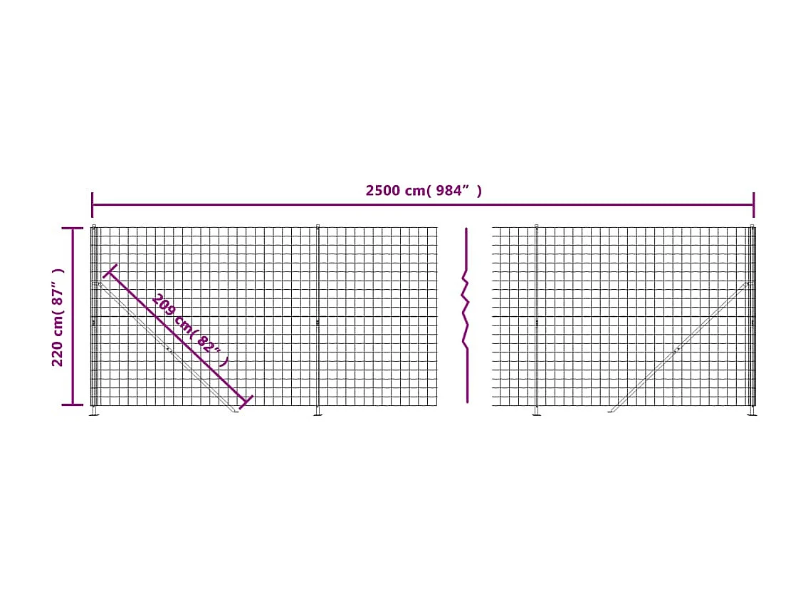 Clôture en treillis métallique avec bride anthracite 2,2x25 m