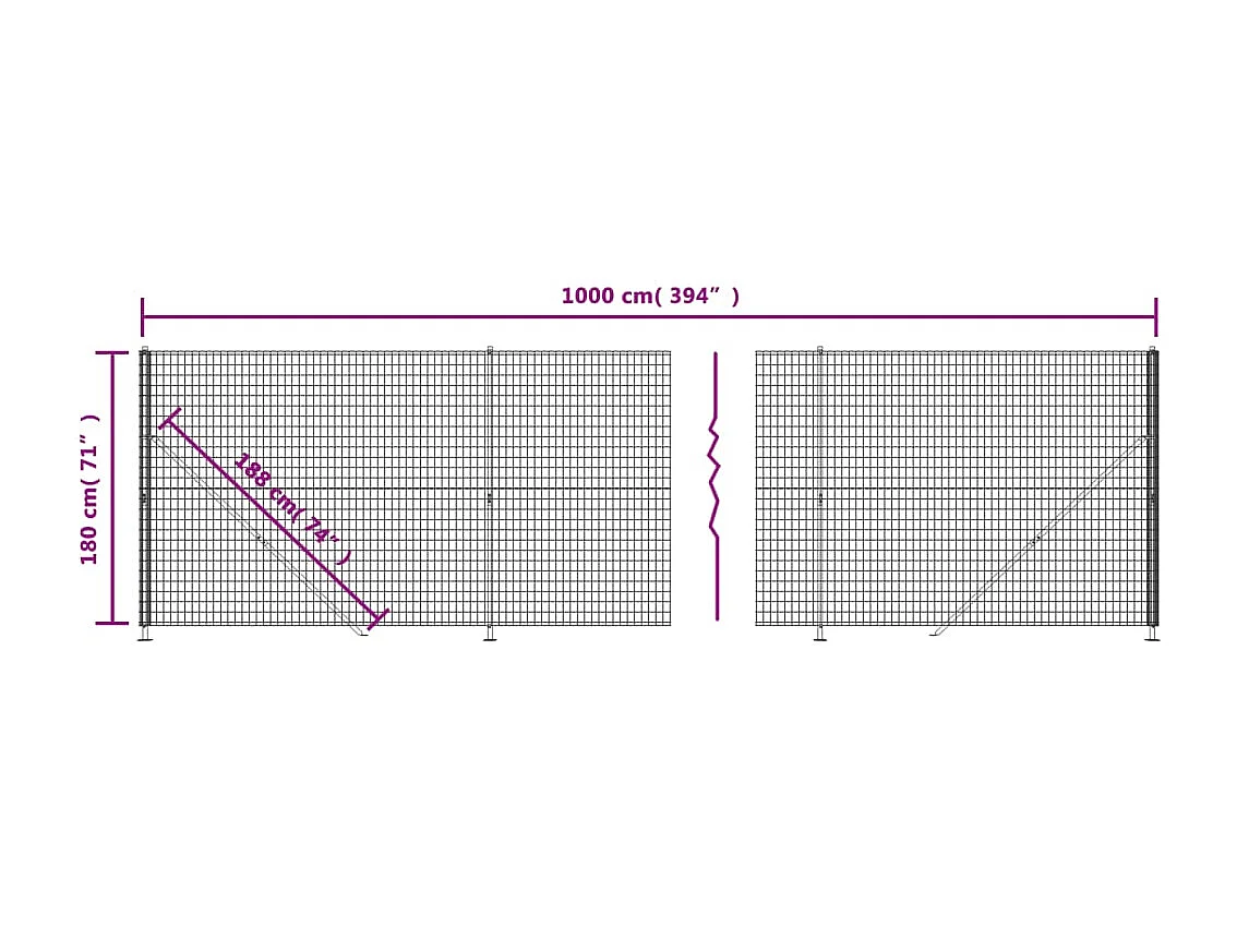 Clôture en treillis métallique avec bride vert 1,8x10 m