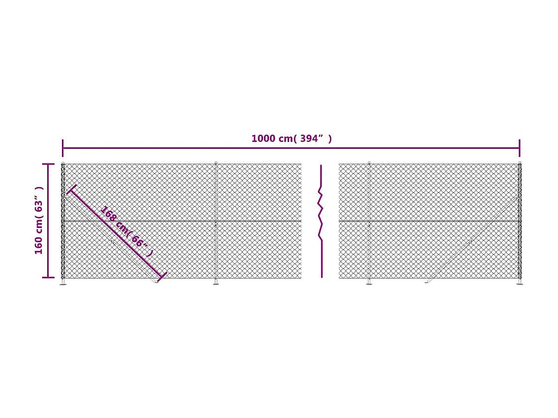Clôture à mailles losangées avec bride anthracite 1,6x10 m