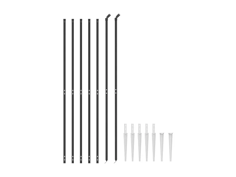 Clôture en treillis métallique et ancrage anthracite 1,4x10 m