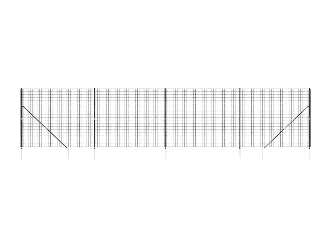 Clôture en treillis métallique et ancrage anthracite 1,4x10 m
