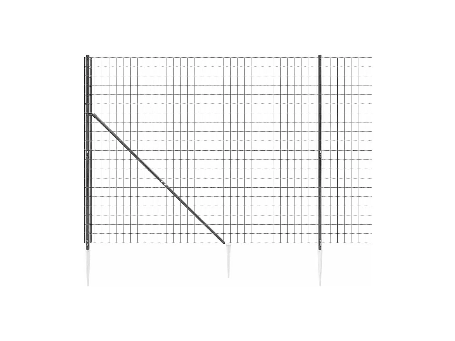 Clôture en treillis métallique et ancrage anthracite 1,4x10 m