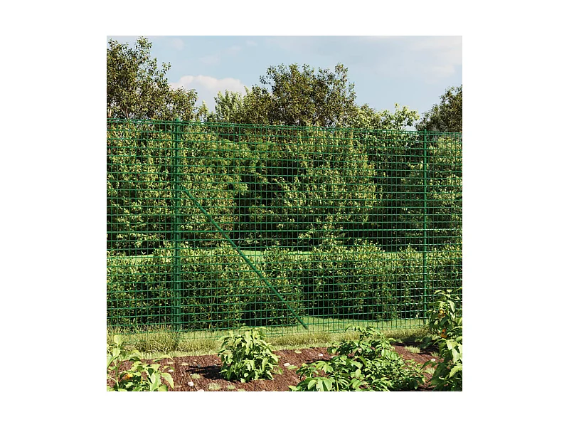 Clôture en treillis métallique vert 2x10 m acier galvanisé