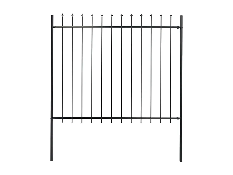 Clôture de jardin avec dessus en lance Acier 1,7 x 1,5 m Noir