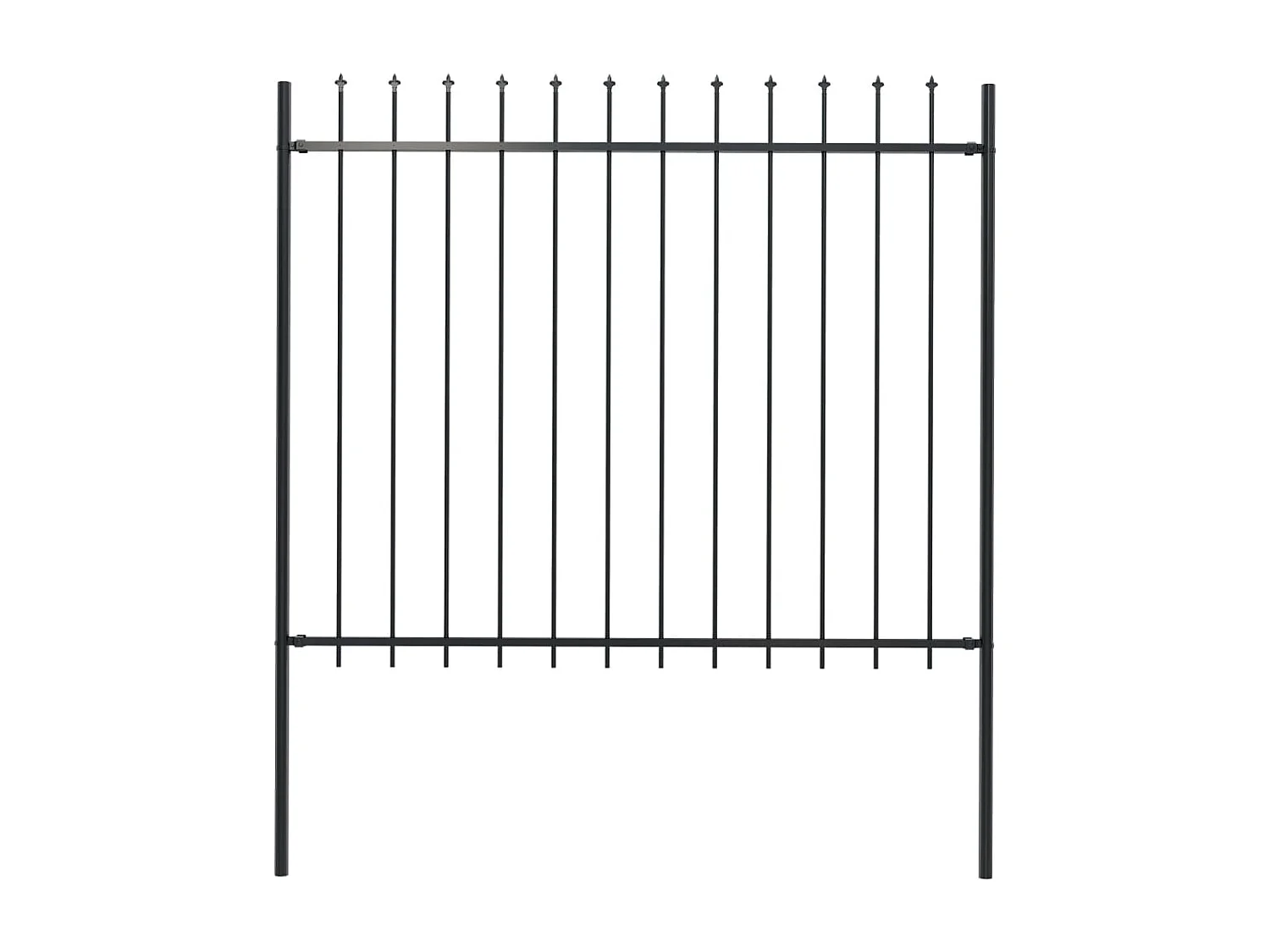 Clôture de jardin avec dessus en lance Acier 1,7 x 1,5 m Noir