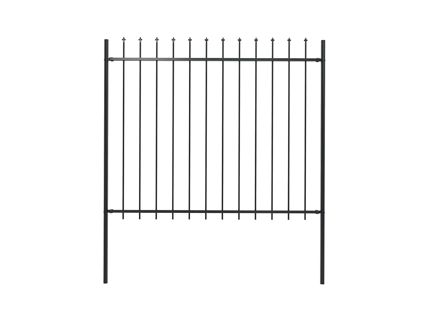Clôture de jardin avec dessus en lance Acier 1,7 x 1,5 m Noir