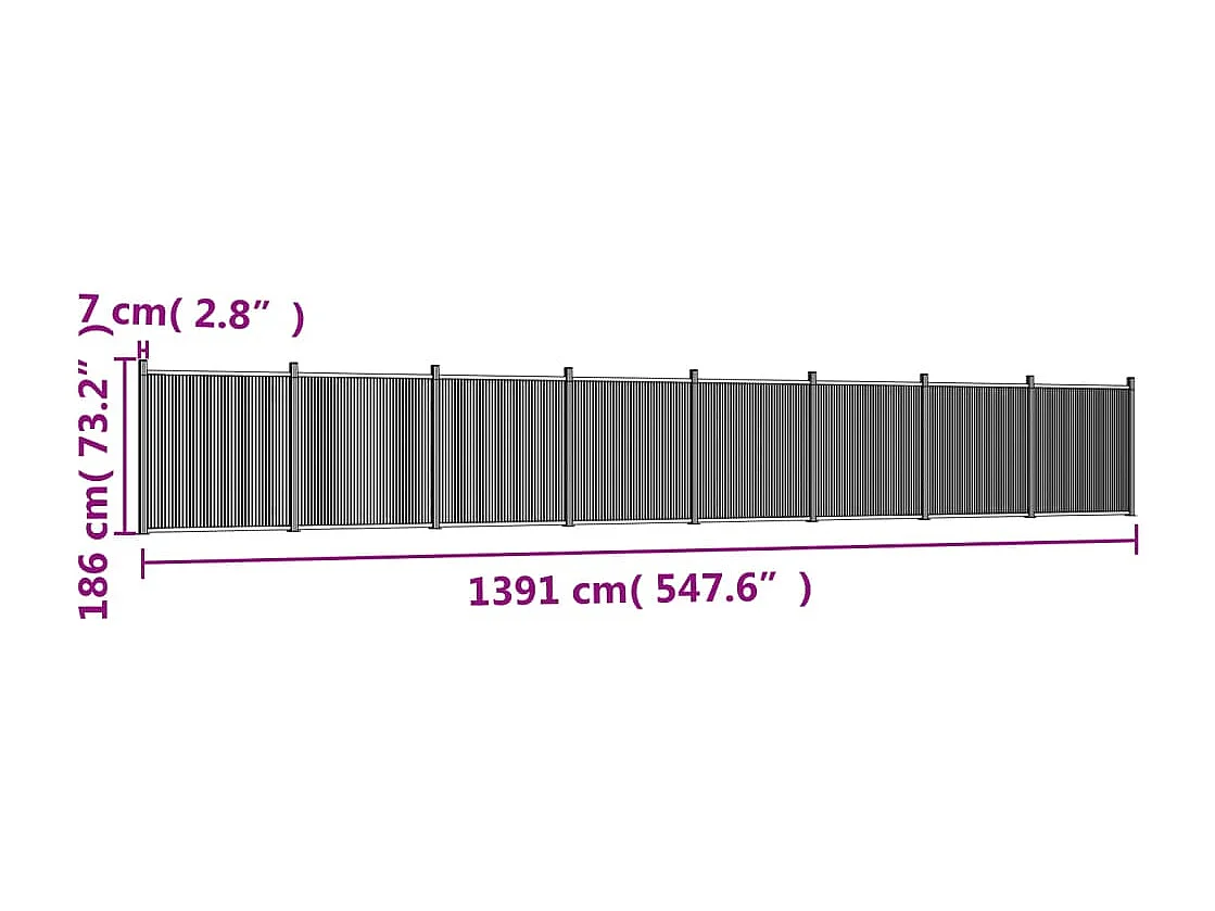 Panneau de clôture gris 1391x186 WPC