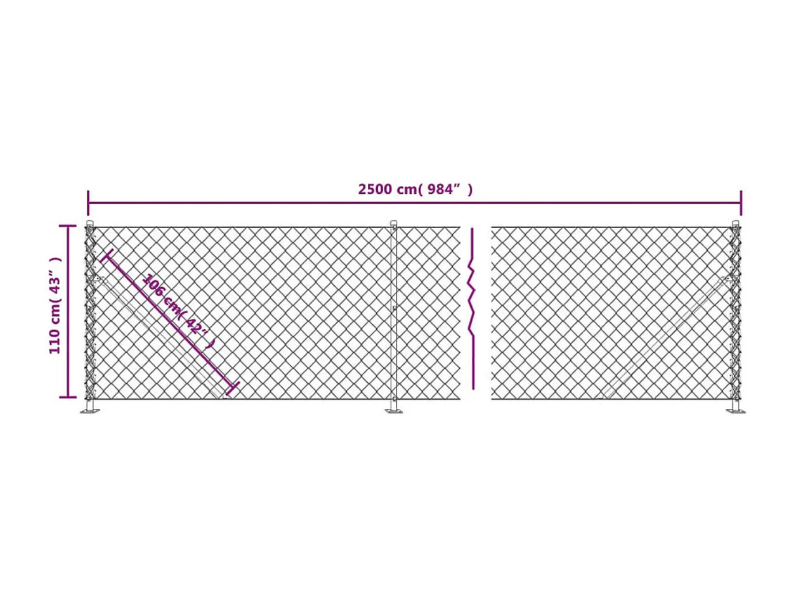Clôture à mailles losangées avec bride vert 1,1x25 m