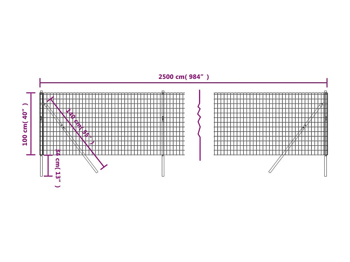 Clôture en treillis métallique anthracite 1x25m acier galvanisé