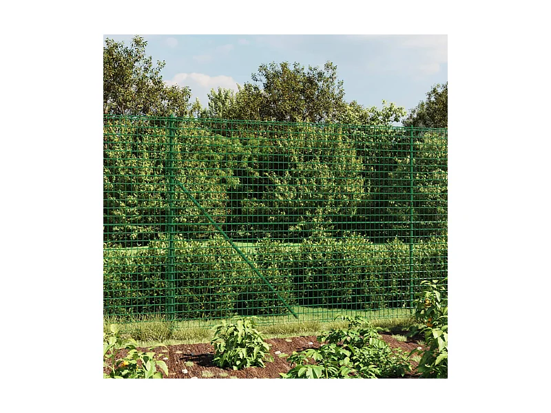 Clôture en treillis métallique avec bride vert 2x25 m