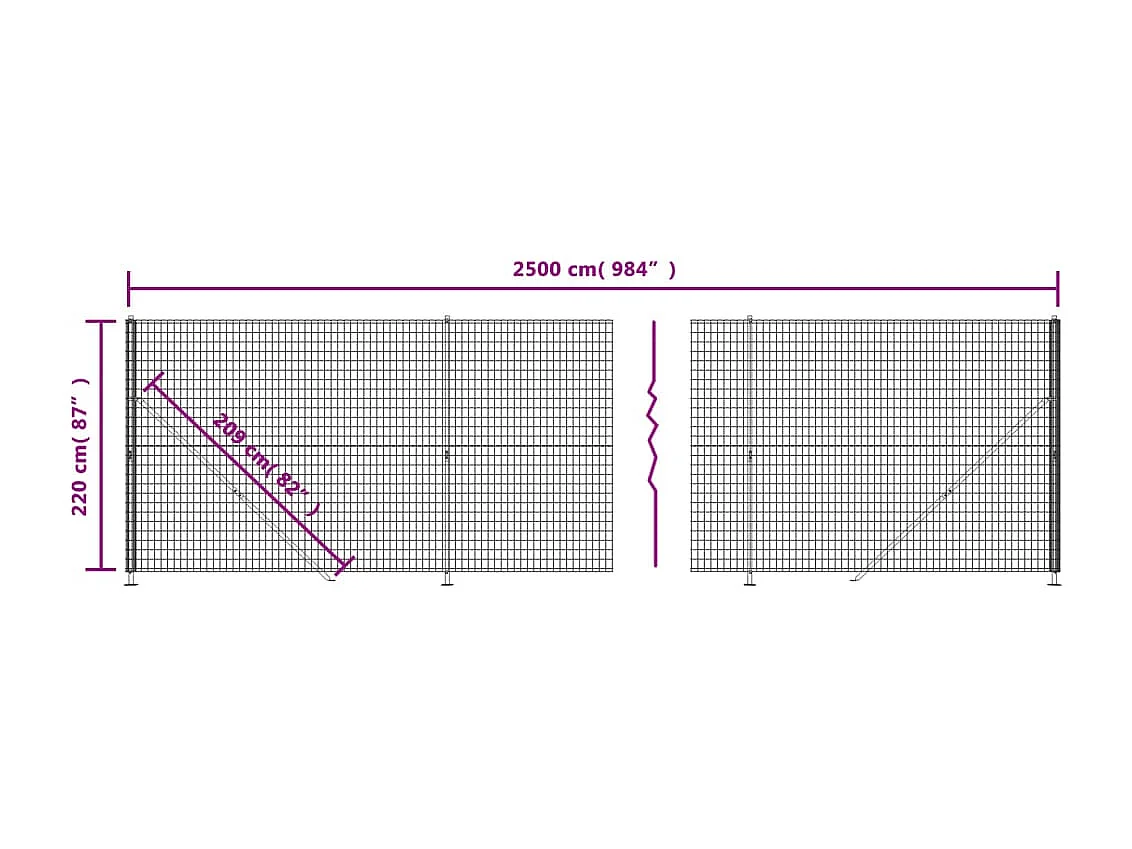 Clôture en treillis métallique avec bride vert 2,2x25 m