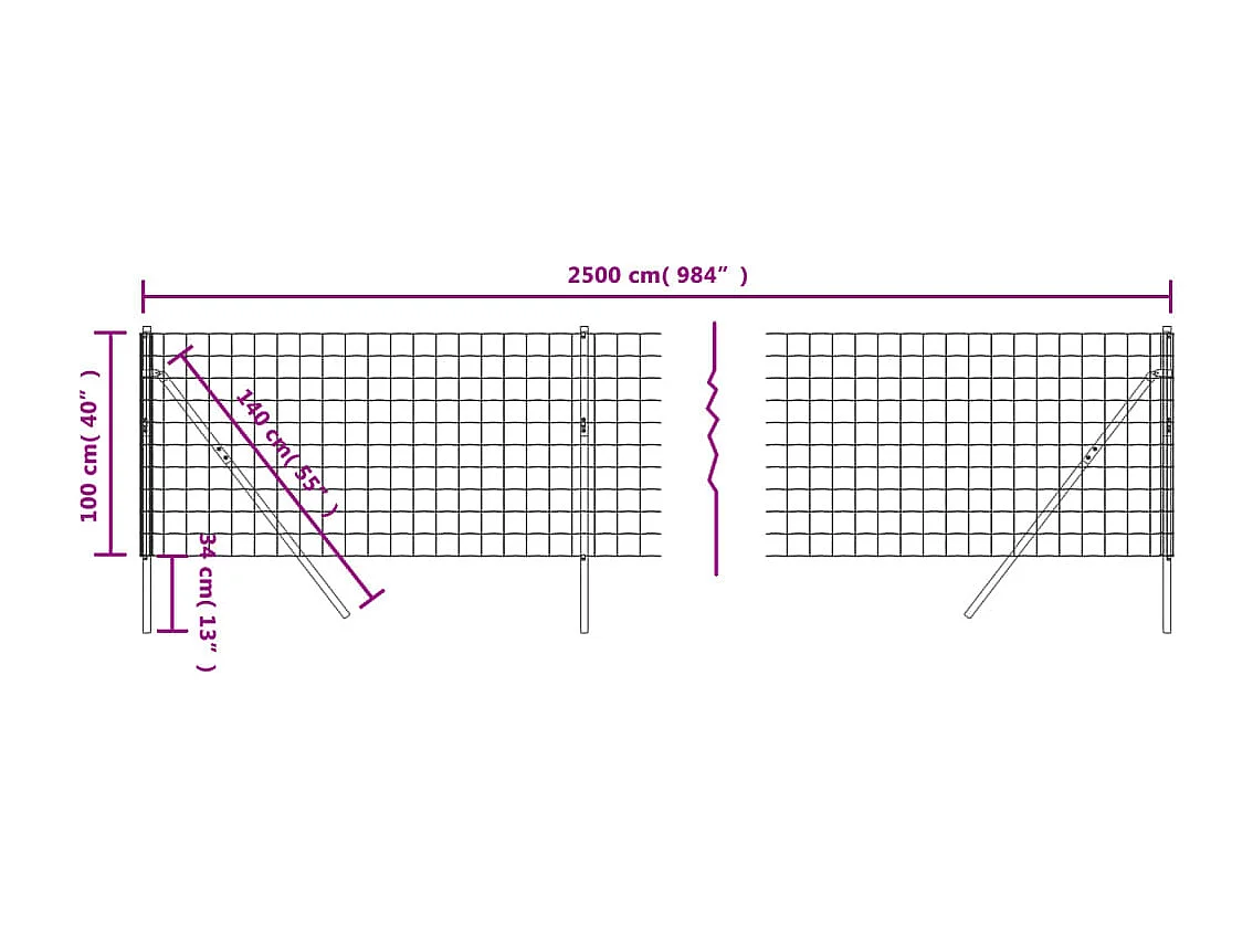 Clôture en treillis métallique anthracite 1x25m acier galvanisé