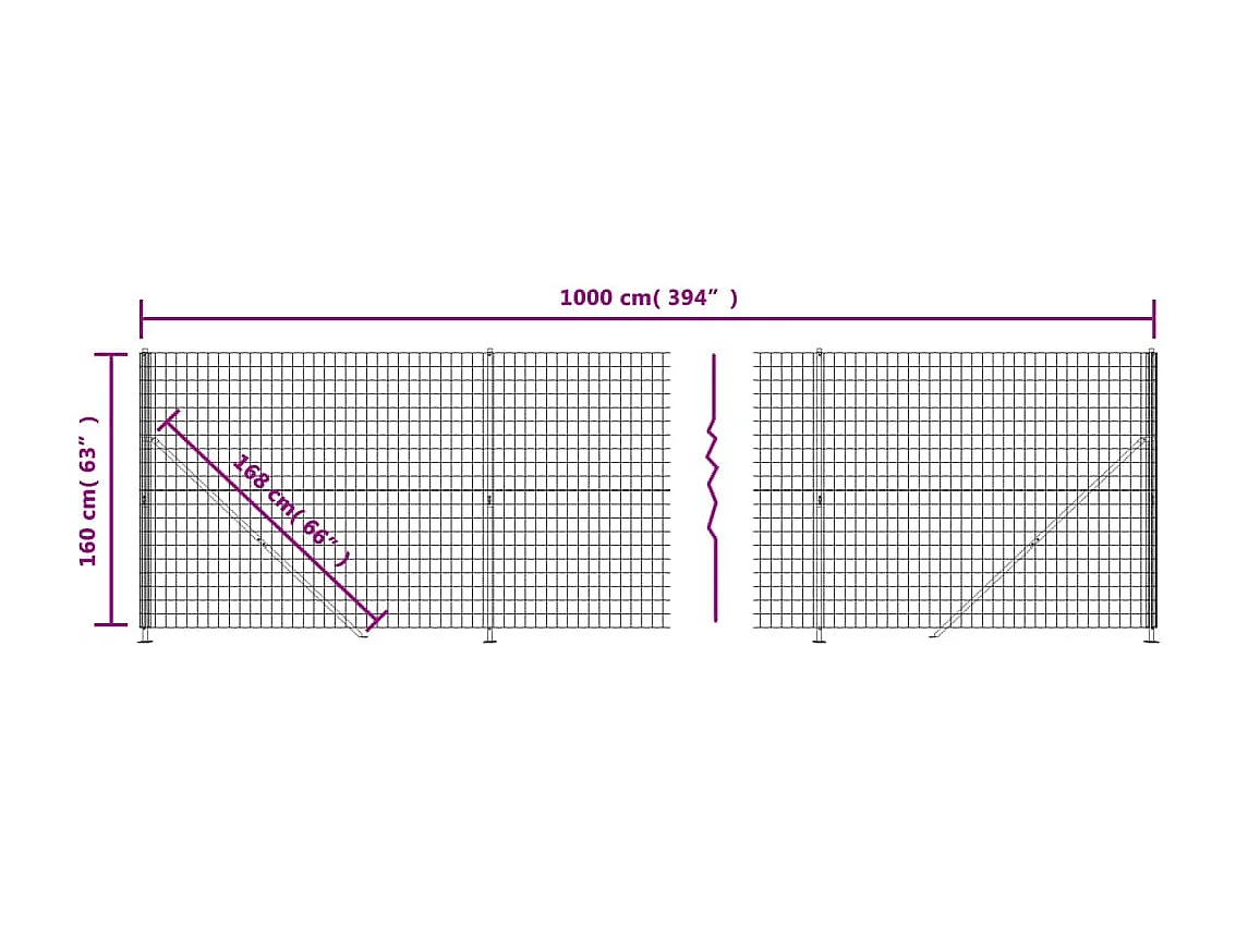 Clôture en treillis métallique avec bride vert 1,6x10 m