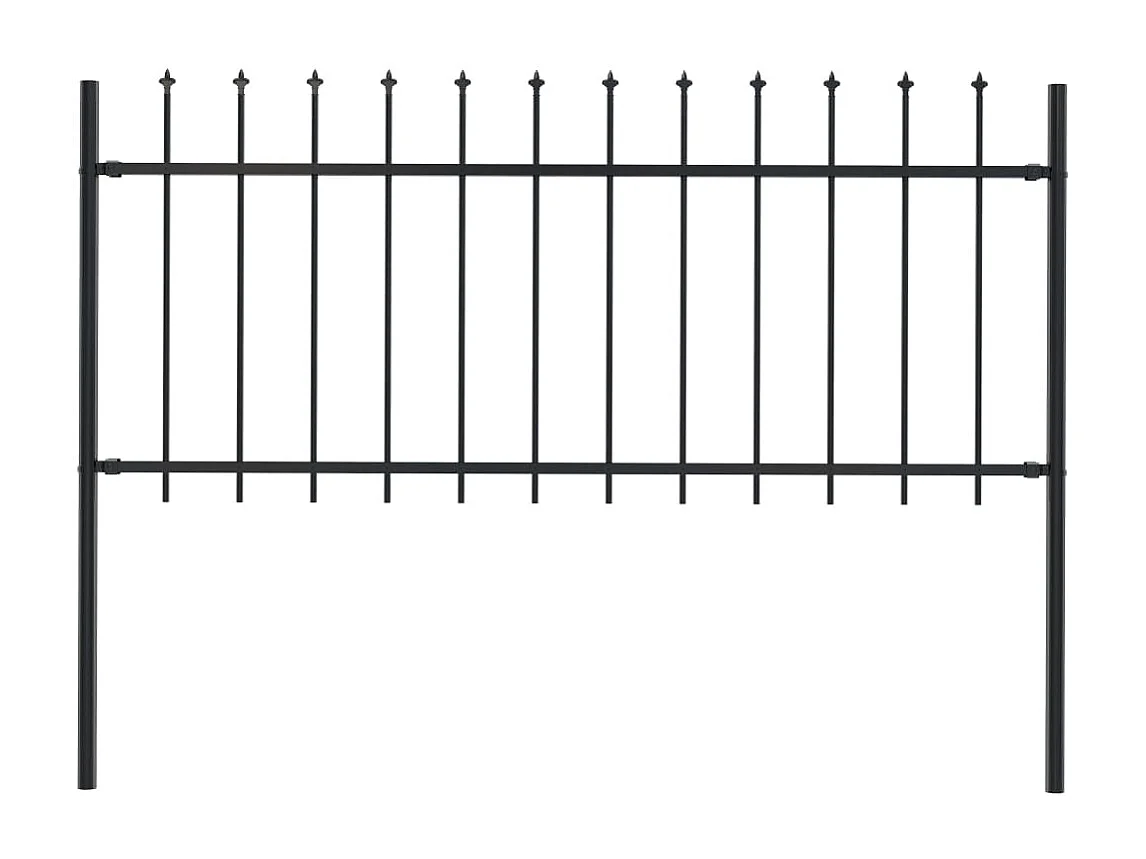 Clôture de jardin avec dessus en lance Acier 1,7 x 0,8 m Noir