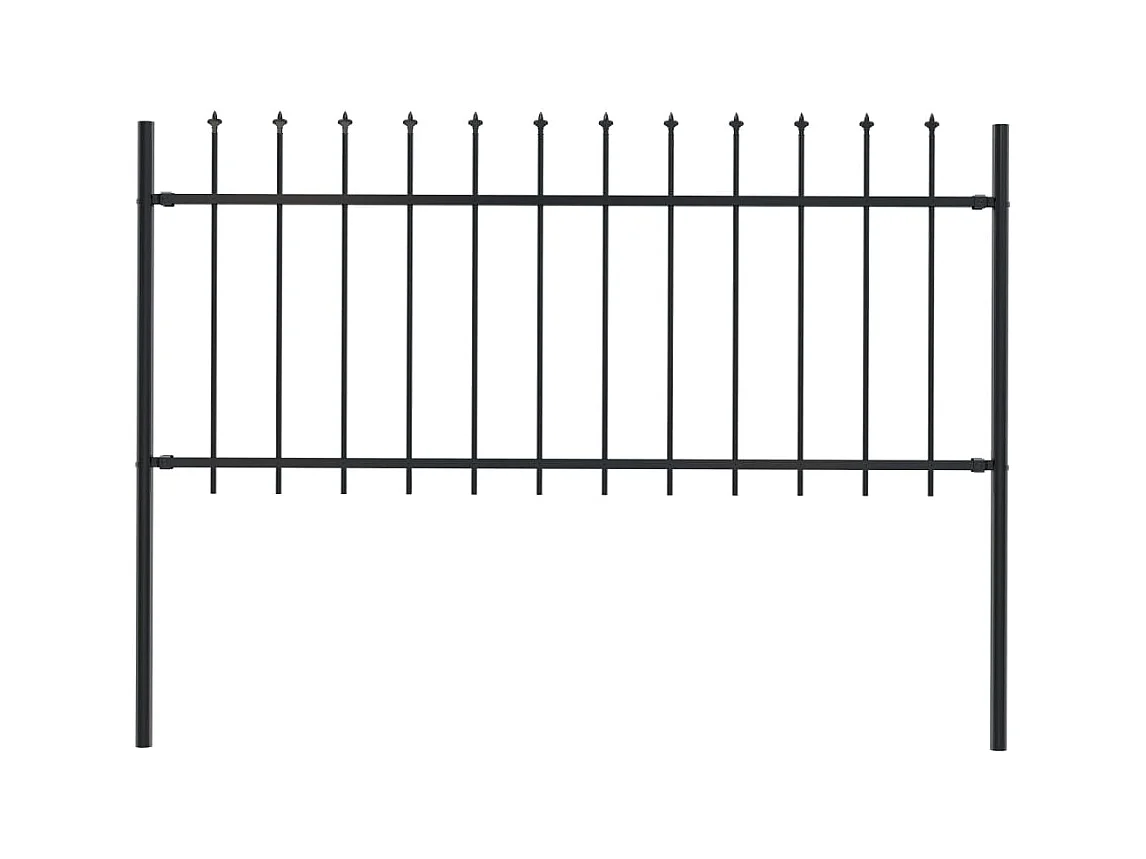 Clôture de jardin avec dessus en lance Acier 1,7 x 0,8 m Noir
