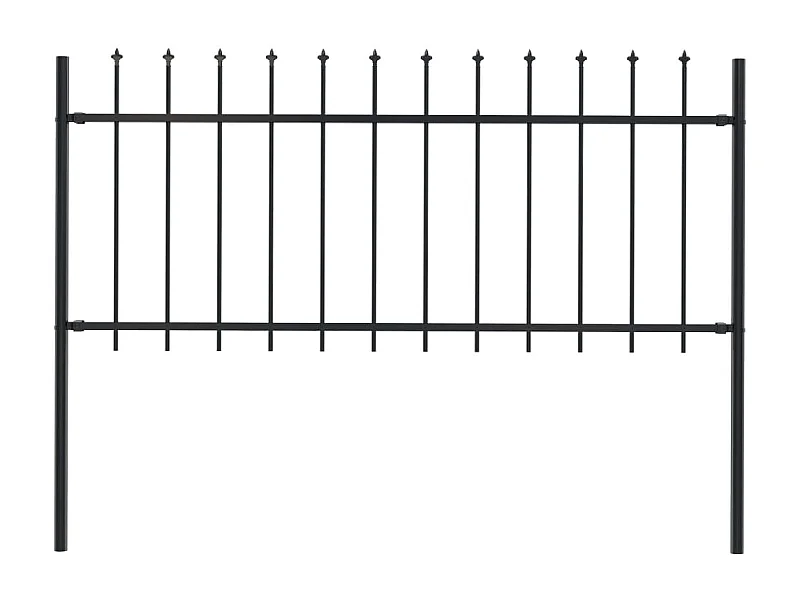Clôture de jardin avec dessus en lance Acier 1,7 x 0,8 m Noir