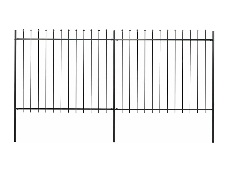 Clôture de jardin avec dessus en lance Acier 3,4 x 1,5 m Noir