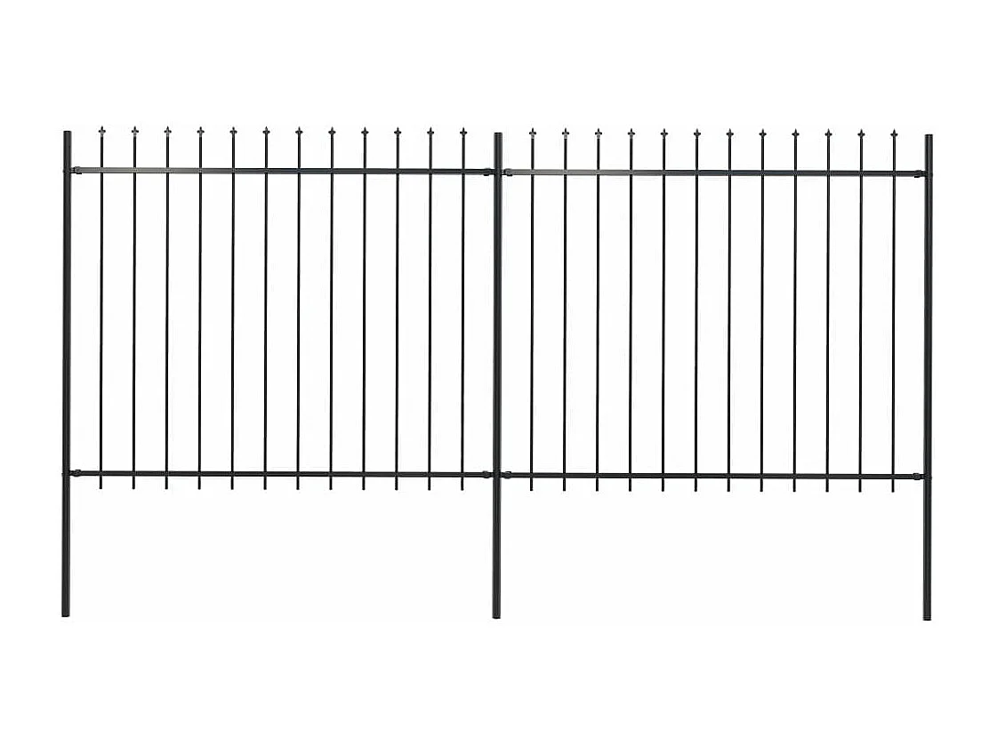 Clôture de jardin avec dessus en lance Acier 3,4 x 1,5 m Noir