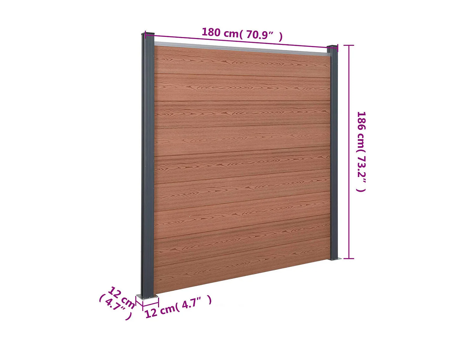 Ensemble de panneaux de clôture marron 180x186 WPC