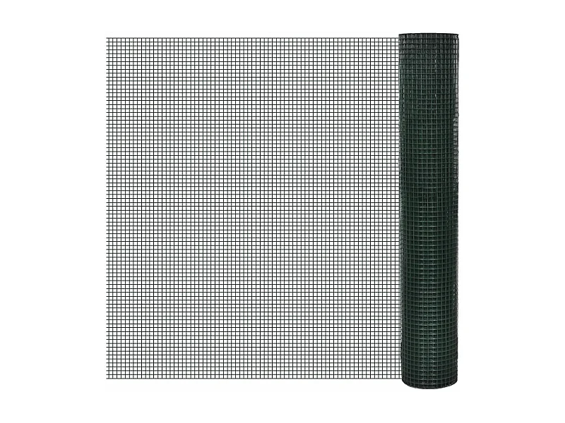 Grillage Acier galvanisé et revêtement en PVC 10 x 1 m Vert