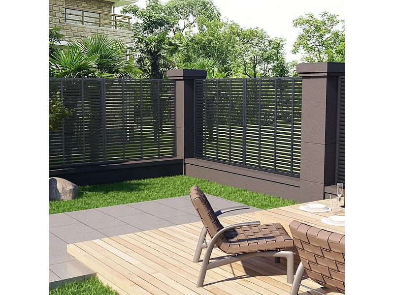 Clôture à persiennes WPC 180x180 Gris
