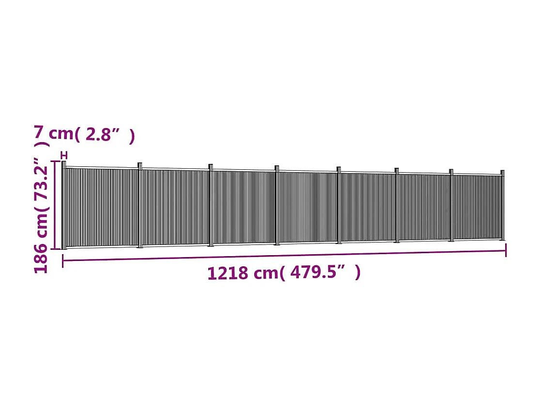 Panneau de clôture gris 1218x186 WPC