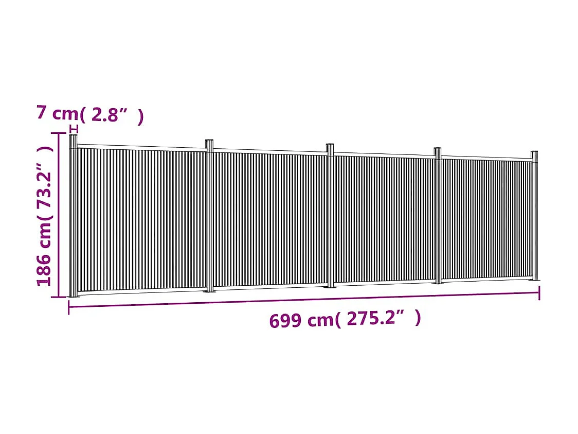 Panneau de clôture gris 699x186 WPC