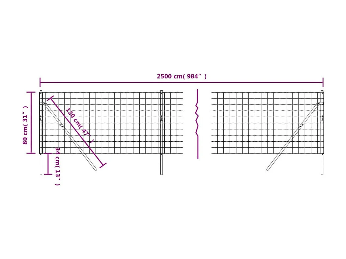 Clôture en treillis métallique anthracite 0,8x25 m
