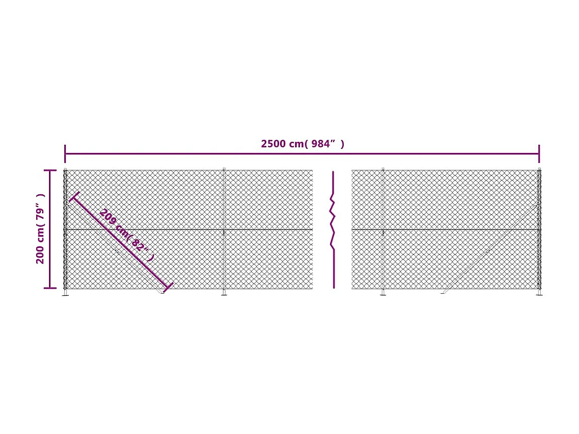Clôture à mailles losangées avec bride vert 2x25 m