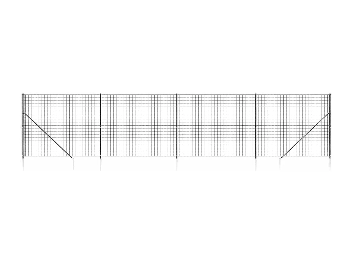 Clôture en treillis métallique et ancrage anthracite 1,4x10 m