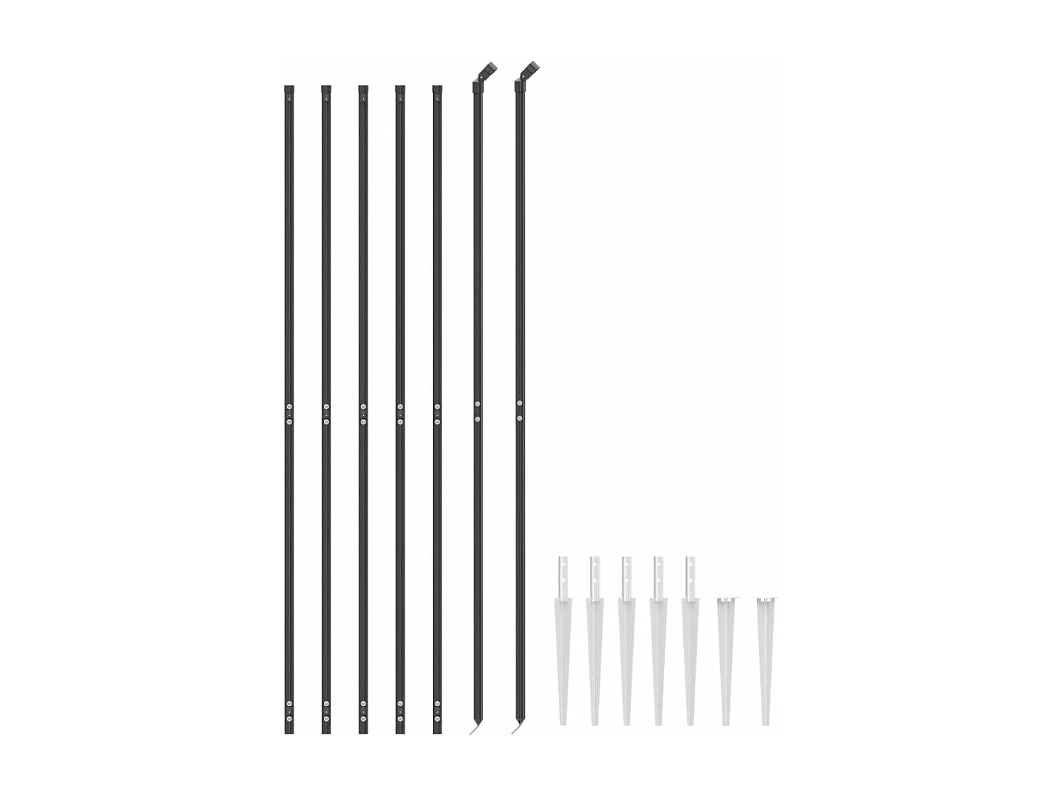 Clôture en treillis métallique et ancrage anthracite 1,4x10 m