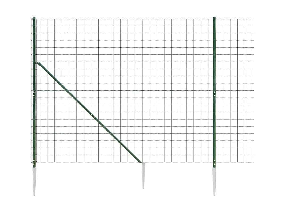 Clôture en treillis métallique et piquet d'ancrage vert 1,8x25m